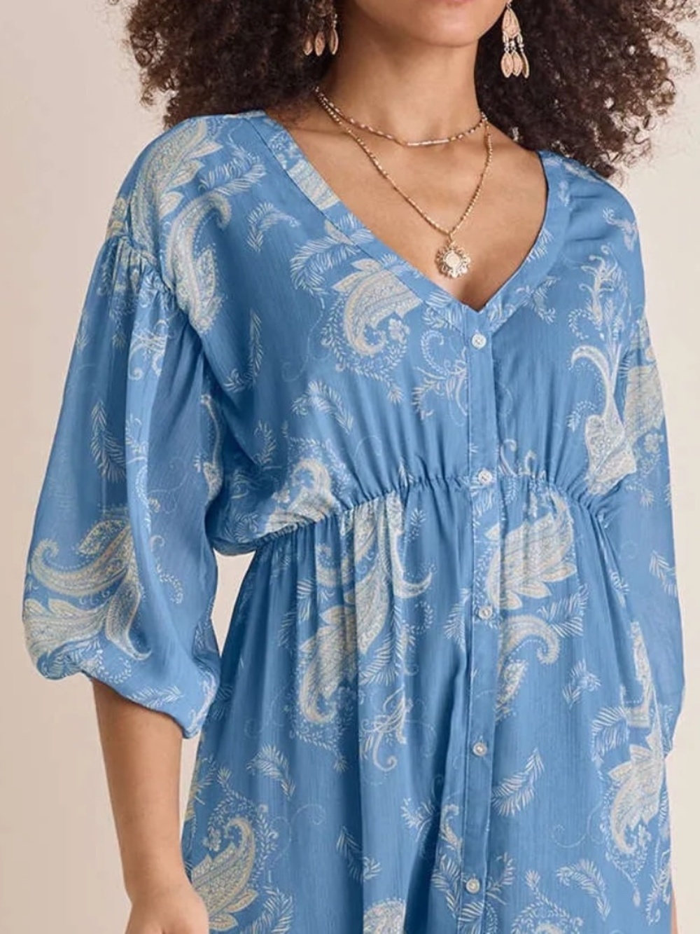 VENUS Button Down Maxi Dress - Blue NEW - Picture 4 of 15